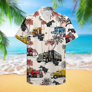 Truck With Duck Pattern Hawaiian Shirt, Aloha Shirt - Summer Gift For Trucker - Hawaiian Shirts - GoDuckee