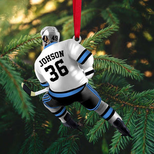 Back Ice Hockey Player - Personalized Christmas Ornament - Gift For Ice Hockey Lovers - Ornament - GoDuckee