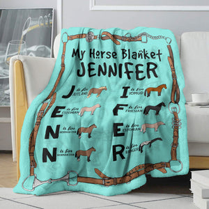 Personalized Horse Letter Alphabet Blanket - My Horse Blanket - Blanket - GoDuckee