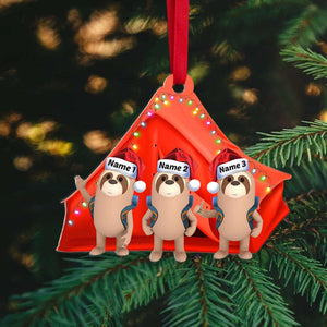 Camping Happy Sloths - Personalized Christmas Ornament - Gift for Campers - Ornament - GoDuckee