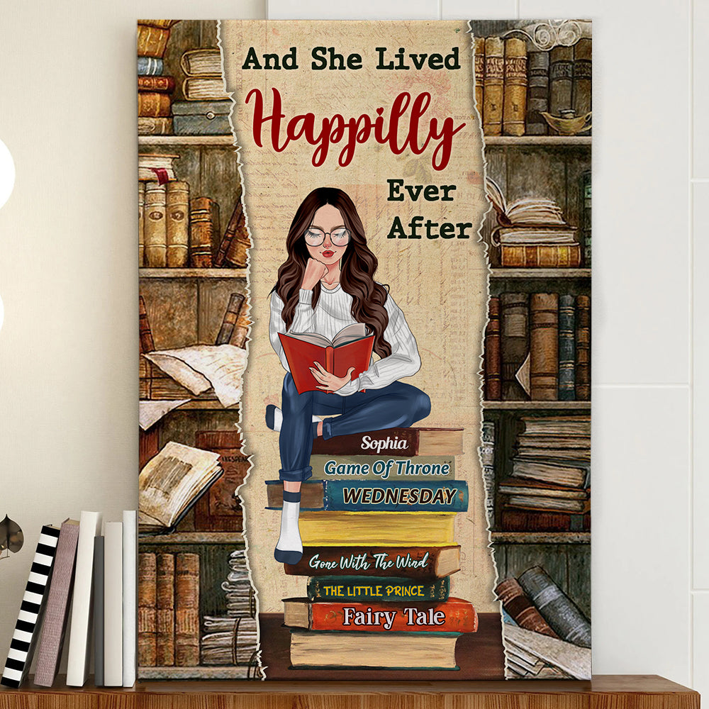 And She Lived Happily Ever After Personalized Canvas Print-Gift For Book Lovers - Poster & Canvas - GoDuckee