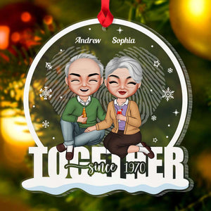 Old Couple Together Since, Personalized Acrylic Ornament, Couple Heart Fingerprint Ornament - Ornament - GoDuckee