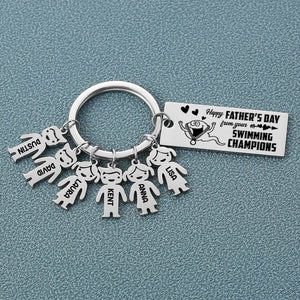 Custom Father's Day Gift From Swimming Champions Family Keychain - Keychains - GoDuckee
