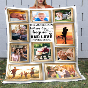 Family Where Life Begins And Love Never Ends, Personalized Blanket - Upload Image - Blanket - GoDuckee