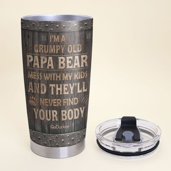 Personalized Papa Bear Custom Engraved Vacuum Sealed Tumbler