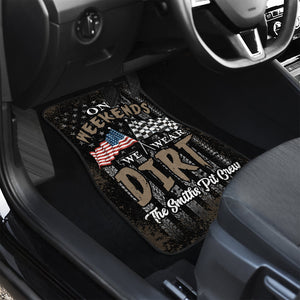Personalized Dirt Tracking Racing Car Mat, On Weekends We Wear Dirt, Checkered Flag - Doormat - GoDuckee