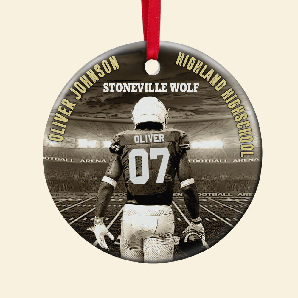 College Football Player Ornament - Custom School Name & Team Name - Christmas Tree Decor - Ornament - GoDuckee