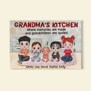 Grandma's Kitchen Where Memories Are Made And Grandchildren Are Spoiled - Personalized Grandma Canvas Print - Poster & Canvas - GoDuckee