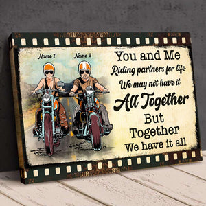 Personalized Biker Couple Poster - You and Me Riding Partners for Life - Film Frame - Poster & Canvas - GoDuckee