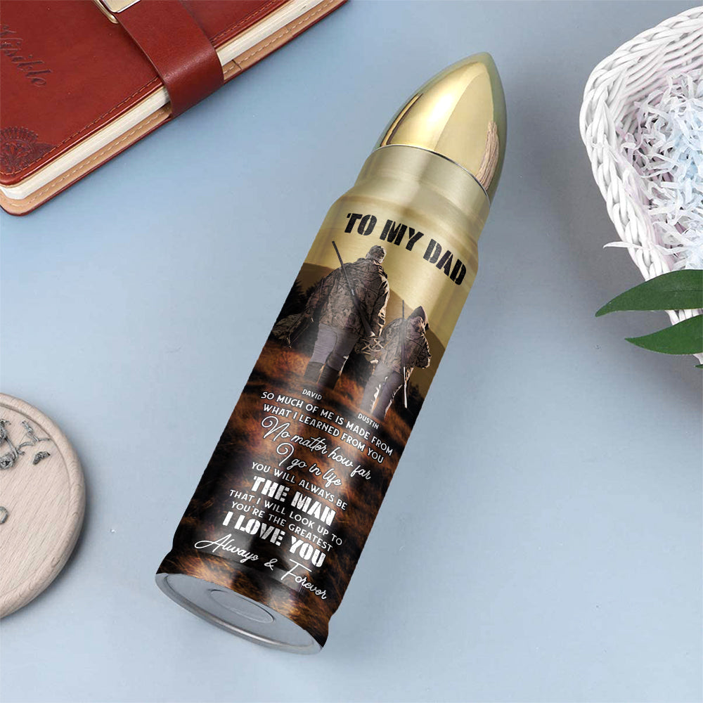 Hunting Dad Best Buckin' Dad Ever, Personalized Bullet Tumbler, Gifts for Dad, Dad and Son Hunting Trip ABT0511 - Water Bottles - GoDuckee