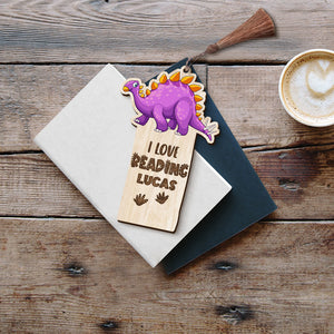 I Love Reading Personalized Dinosaur Wooden Bookmark Gift For Book Lovers - Bookmarks - GoDuckee