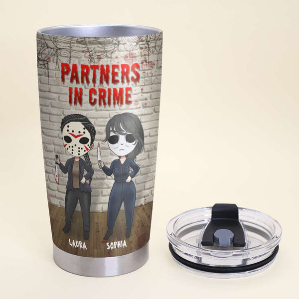 Partners In Crime Personalized Bestie Tumbler, Best Friends Funny Tumbler  Gift, Friendship Christmas Gift - Best Personalized Gifts For Everyone