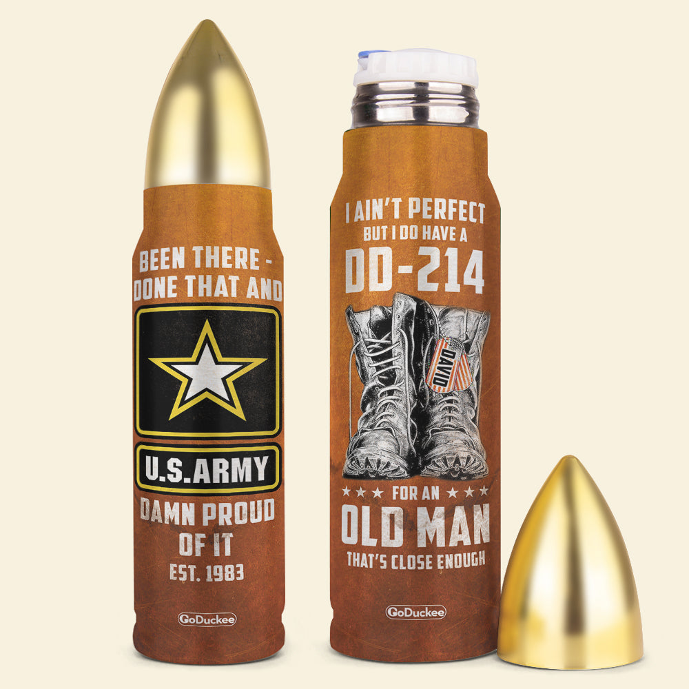 Veteran Bullet Tumbler - Custom Military Unit - I Do Have A DD-214, Military Boots Dogtag - Water Bottles - GoDuckee