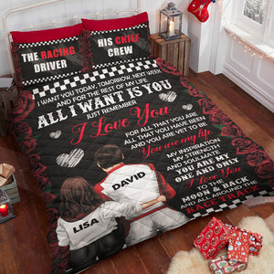 Racing Couple All I Want Is You - Personalized Quilt Bed Set - Gift for Him/Her - Couple Shoulder to Shoulder - Quilts & Comforters - GoDuckee