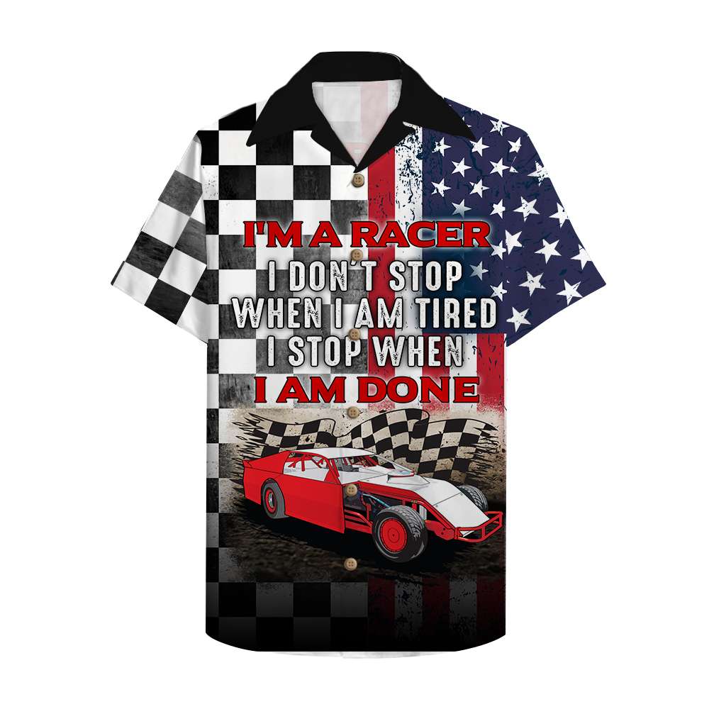 Dirt Track Racing Hawaiian Shirt - American Checkered Pattern - Hawaiian Shirts - GoDuckee