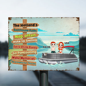 Personalized Pontoon Couple Metal Sign - Go Pontooning Be Grateful For This Day - Metal Wall Art - GoDuckee
