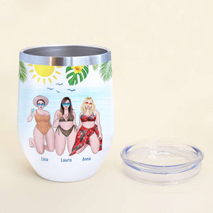 Friends We Don't Skinny Dip We Chunky Dunk! - Personalized Wine Tumbler - Wine Tumbler - GoDuckee