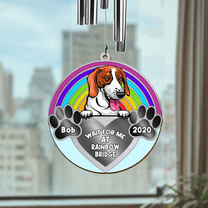 Personalized Memorial Dog/Cat Wind Chimes, Wait For Me At Rainbow Bridge - Wind Chimes - GoDuckee