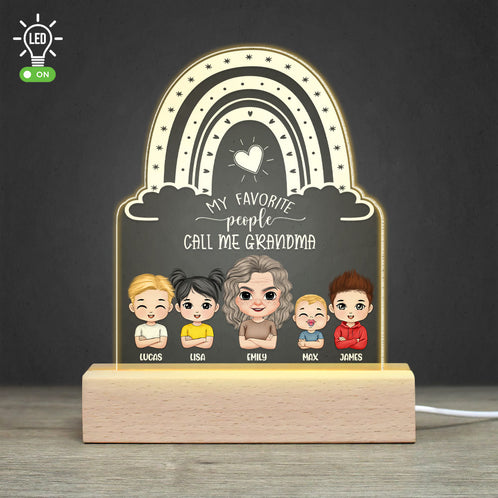 My Favorite People Call Me Grandma, Personalized Led Light, Grandma's Little Grandkids Led Light, Gift For Grandma, Mother's Day Gift - Led Night Light - GoDuckee