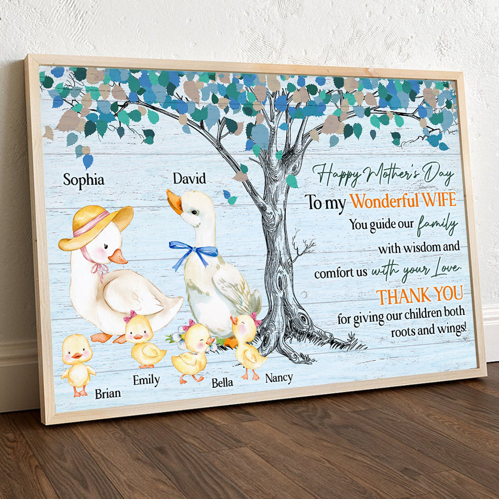 Duck Duck Family Personalized Canvas Poster, Gift For Family - Poster & Canvas - GoDuckee