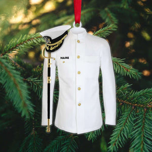 Navy Uniform With Custom Name - Personalized Christmas Ornament - Ornament - GoDuckee