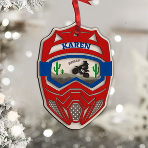 Braap Motocross Helmet, Personalized Wood Ornament, Christmas Gift For Motocross Lovers - Ornament - GoDuckee