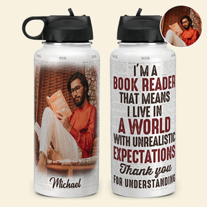 Custom Reading Photo Water Bottle - She Lived Happily Ever After - Water Bottles - GoDuckee