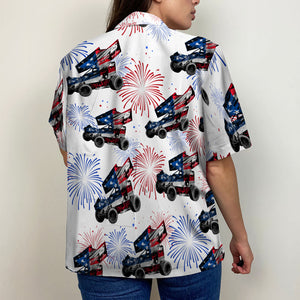 Independence Day Personalized Dirt Track Racing Hawaiian Shirt - Hawaiian Shirts - GoDuckee