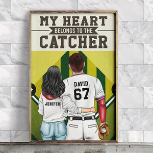 Personalized Baseball Couple Poster - My Heart Belongs A Baseball Player - Couple Shoulder to Shoulder - Poster & Canvas - GoDuckee