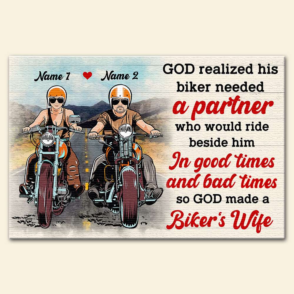 Personalized Biker Couple Poster - I Needed A Riding Partner - Couple on The Ride - Poster & Canvas - GoDuckee