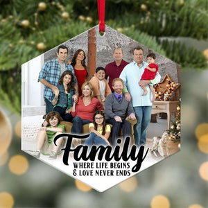 Family Where Life Begins and Love Never Ends, Personalized Acrylic Ornament - Ornament - GoDuckee