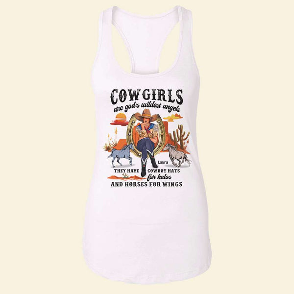 GoDuckee Personalized Cowgirl Hawaiian Shirt - Horse Pattern - Cowgirls Are God's Wildest Angels