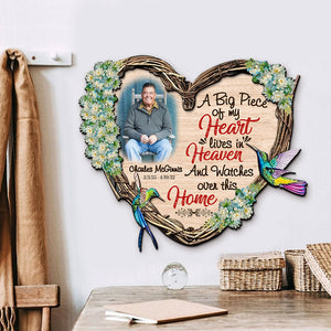 A Big Piece Of My Heart Lives In Heaven Custom Heaven Layers Wood Sign Gift For You - Wood Sign - GoDuckee
