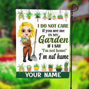 I Don't Care If You See Me In My Garden Personalized Gardening Flag Gift For Gardener - Flag - GoDuckee