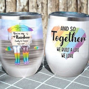 LGBT Couple Wine Tumbler - You're My Rainbow - Wine Tumbler - GoDuckee