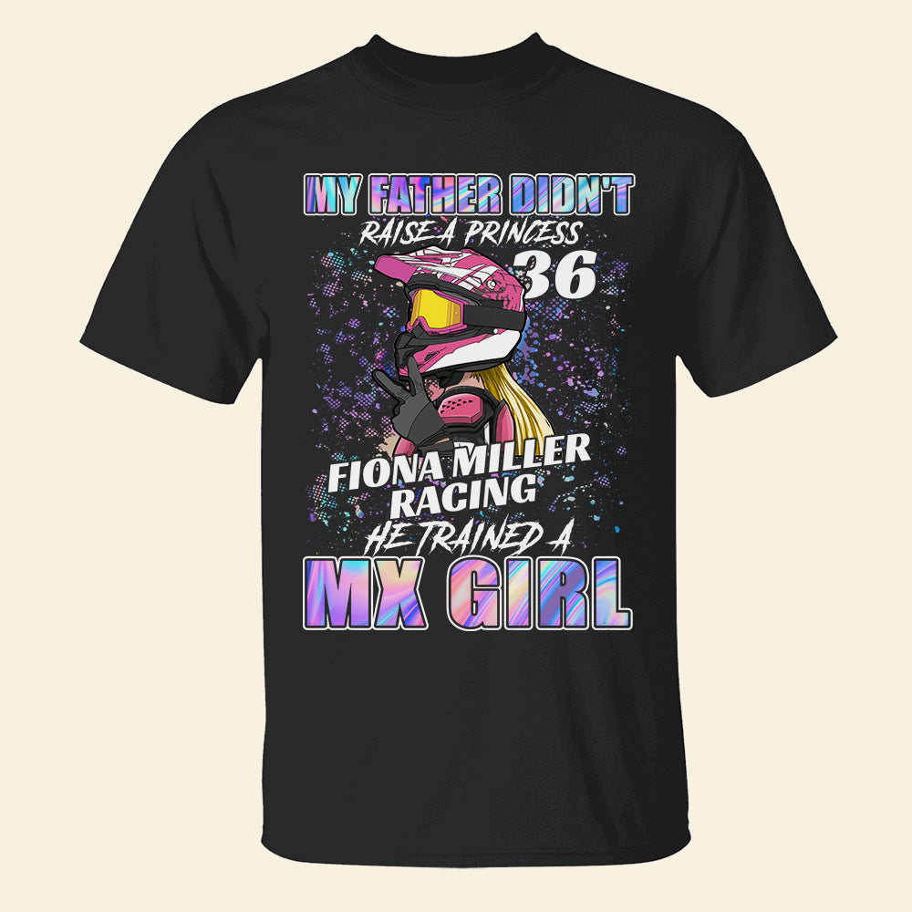 Personalized Motocross Girl Shirts - My Father Trained A MX Girl - Hologram Pattern - Shirts - GoDuckee