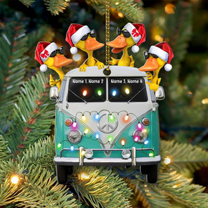 Couple Duck Christmas Ornament - Personalized Duck Christmas Gift For Camping Lover, Hippies - Ornament - GoDuckee