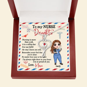 Nurse Daughter - So Proud of You - Personalized Stethoscope Necklace - Gift for Daughter - Nurse Doll - Jewelry - GoDuckee