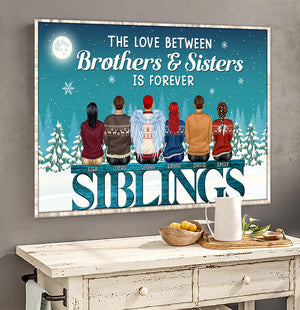 The Love Between Brothers & Sisters Is Forever Personalized Heaven Canvas Print, Gift For Family - Poster & Canvas - GoDuckee