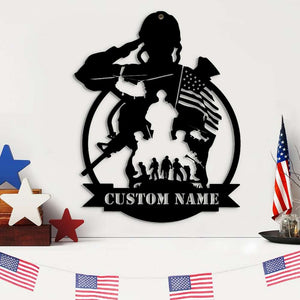 Home of The Free Because of The Brave, Personalized Metal Sign, Military Gifts - Metal Wall Art - GoDuckee