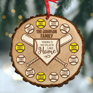 There's No Place Like Home Personalized Baseball Family Ornament, Christmas Tree Decor - Ornament - GoDuckee