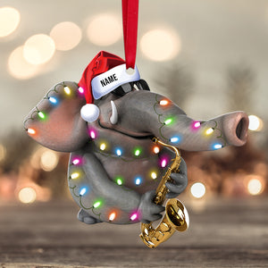 Saxophone Elephant Personalized Christmas Ornament - Ornament - GoDuckee