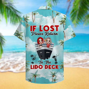 Personalized Cruising Friends Hawaiian Shirt - If Lost Please Return To The Lido Deck - Palm Tree Pattern - Hawaiian Shirts - GoDuckee