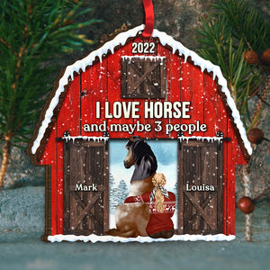 I Love Horse And Maybe 3 People Personalized Wood Ornament - Ornament - GoDuckee