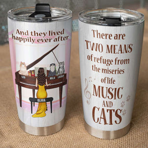 Piano Girl - Music and Cats - Personalized Tumbler Cup - Gift for Piano Players - Tumbler Cup - GoDuckee
