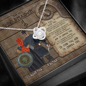 Personalized Viking Couple Love Knot Necklace - To My Shieldmaiden Message Card - Jewelry - GoDuckee