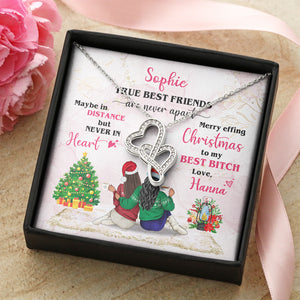 Friends True Best Friends Never Apart- Personalized Double Heart Necklace - Gift for Friend - Jewelry - GoDuckee