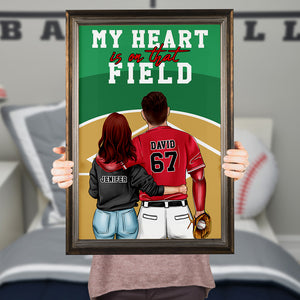 Personalized Baseball Couple Poster - My Heart Is On That Field - Couple Shoulder to Shoulder - Poster & Canvas - GoDuckee
