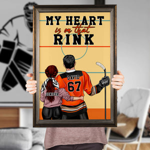 Personalized Hockey Couple Poster - My Heart Is On That Rink - Couple Shoulder to Shoulder - Poster & Canvas - GoDuckee