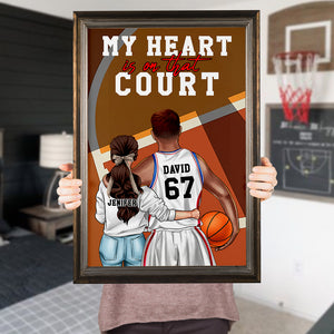 Personalized Basketball Couple Poster - My Heart Is On That Field - Couple Shoulder to Shoulder - Poster & Canvas - GoDuckee